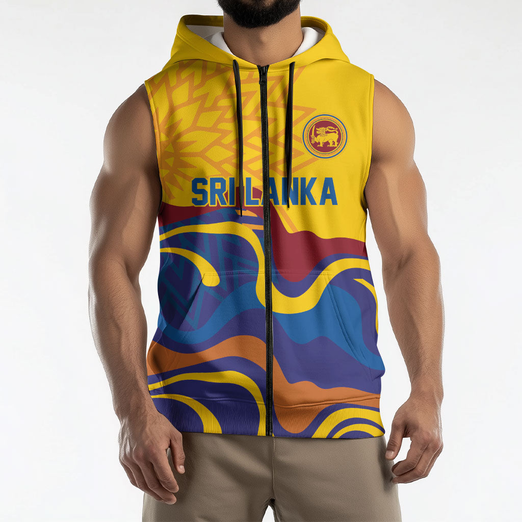 World Cricket Custom Sri Lanka Sleeveless Zip Hoodie Lion with Sword Api Dinamu!
