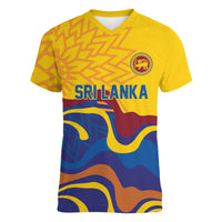 World Cricket Custom Sri Lanka Women V-Neck T-Shirt Lion with Sword Api Dinamu!