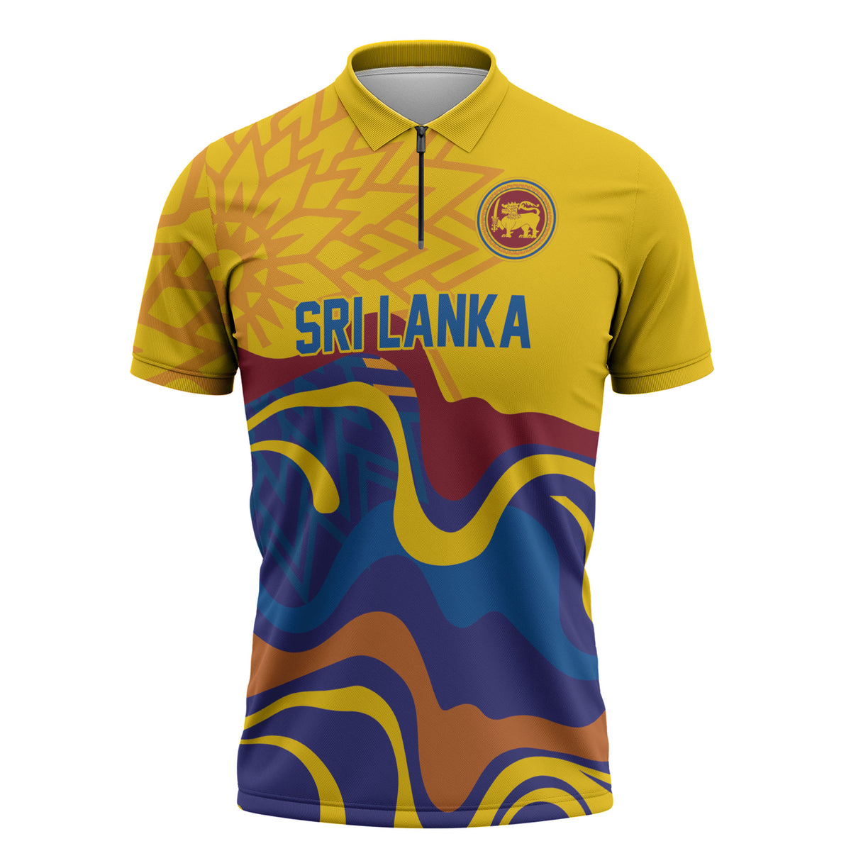 World Cricket Custom Sri Lanka Zipper Polo Shirt Lion with Sword Api Dinamu!