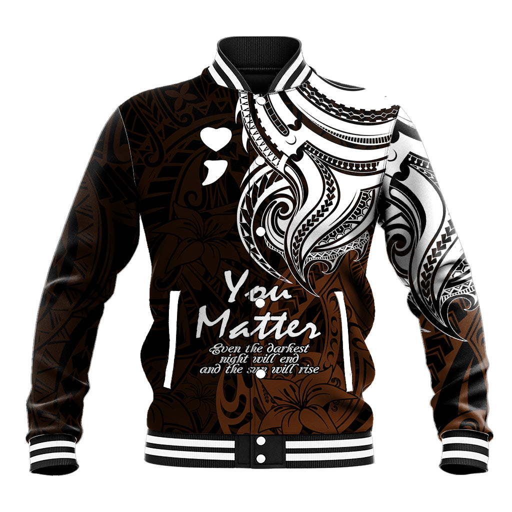 Your Matter Suicide Prevention Baseball Jacket Gold Polynesian Tribal LT9 - Wonder Print Shop
