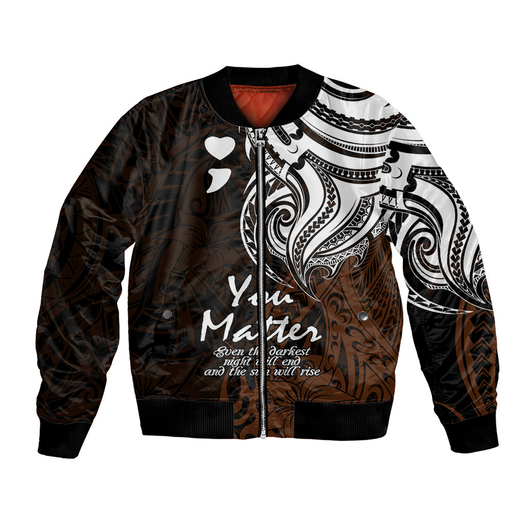 Your Matter Suicide Prevention Bomber Jacket Gold Polynesian Tribal LT9 - Wonder Print Shop