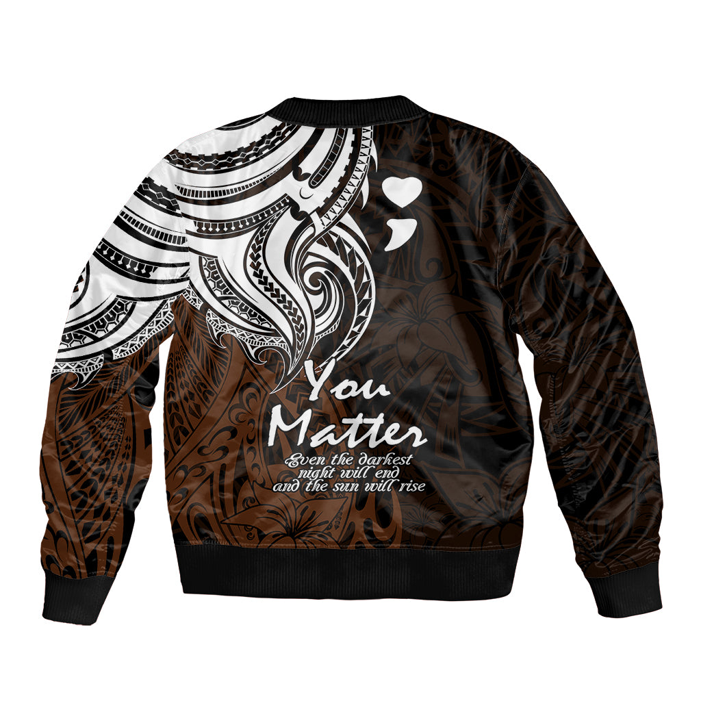 Your Matter Suicide Prevention Bomber Jacket Gold Polynesian Tribal LT9 - Wonder Print Shop