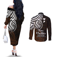 your-matter-suicide-prevention-couples-matching-off-the-shoulder-long-sleeve-dress-and-long-sleeve-button-shirts-gold-polynesian-tribal