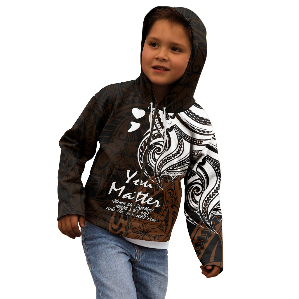 Your Matter Suicide Prevention Kid Hoodie Gold Polynesian Tribal - Wonder Print Shop