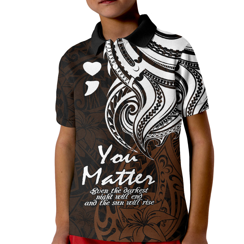 Your Matter Suicide Prevention Kid Polo Shirt Gold Polynesian Tribal - Wonder Print Shop