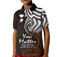 Your Matter Suicide Prevention Kid Polo Shirt Gold Polynesian Tribal - Wonder Print Shop