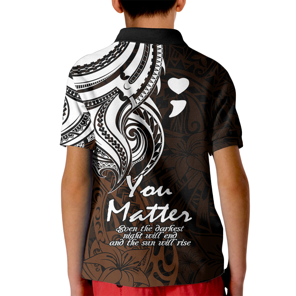 Your Matter Suicide Prevention Kid Polo Shirt Gold Polynesian Tribal - Wonder Print Shop