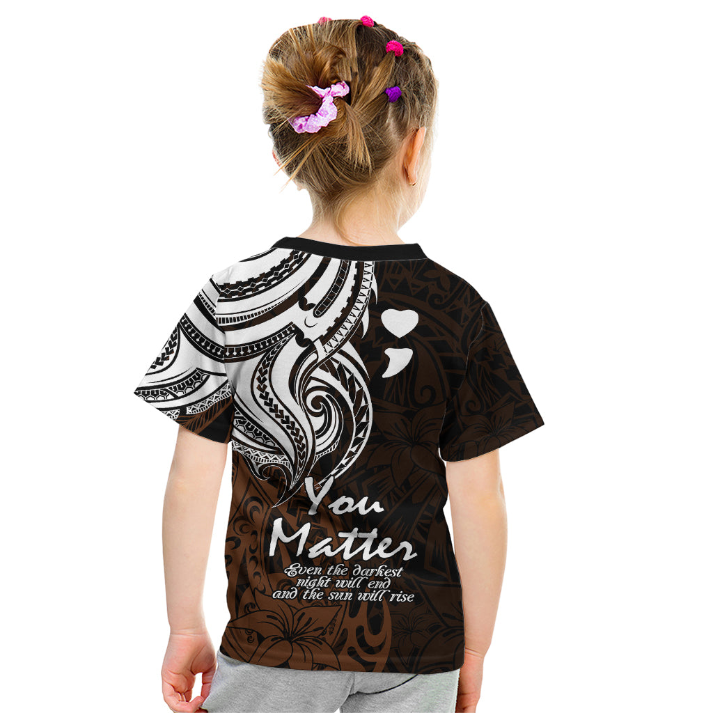 Your Matter Suicide Prevention Kid T Shirt Gold Polynesian Tribal - Wonder Print Shop