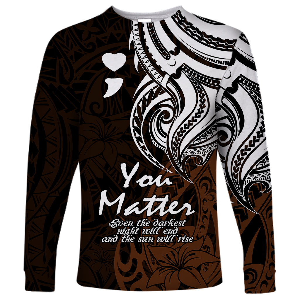 Your Matter Suicide Prevention Long Sleeve Shirt Gold Polynesian Tribal - Wonder Print Shop