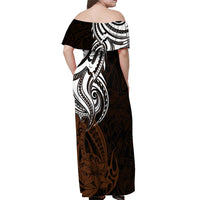 Your Matter Suicide Prevention Off Shoulder Maxi Dress Gold Polynesian Tribal - Wonder Print Shop