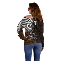 Your Matter Suicide Prevention Off Shoulder Sweater Gold Polynesian Tribal - Wonder Print Shop