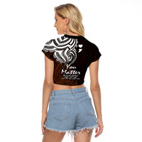 Your Matter Suicide Prevention Raglan Cropped T Shirt Gold Polynesian Tribal - Wonder Print Shop