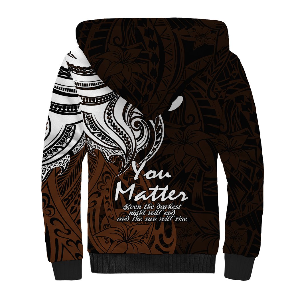 Your Matter Suicide Prevention Sherpa Hoodie Gold Polynesian Tribal - Wonder Print Shop
