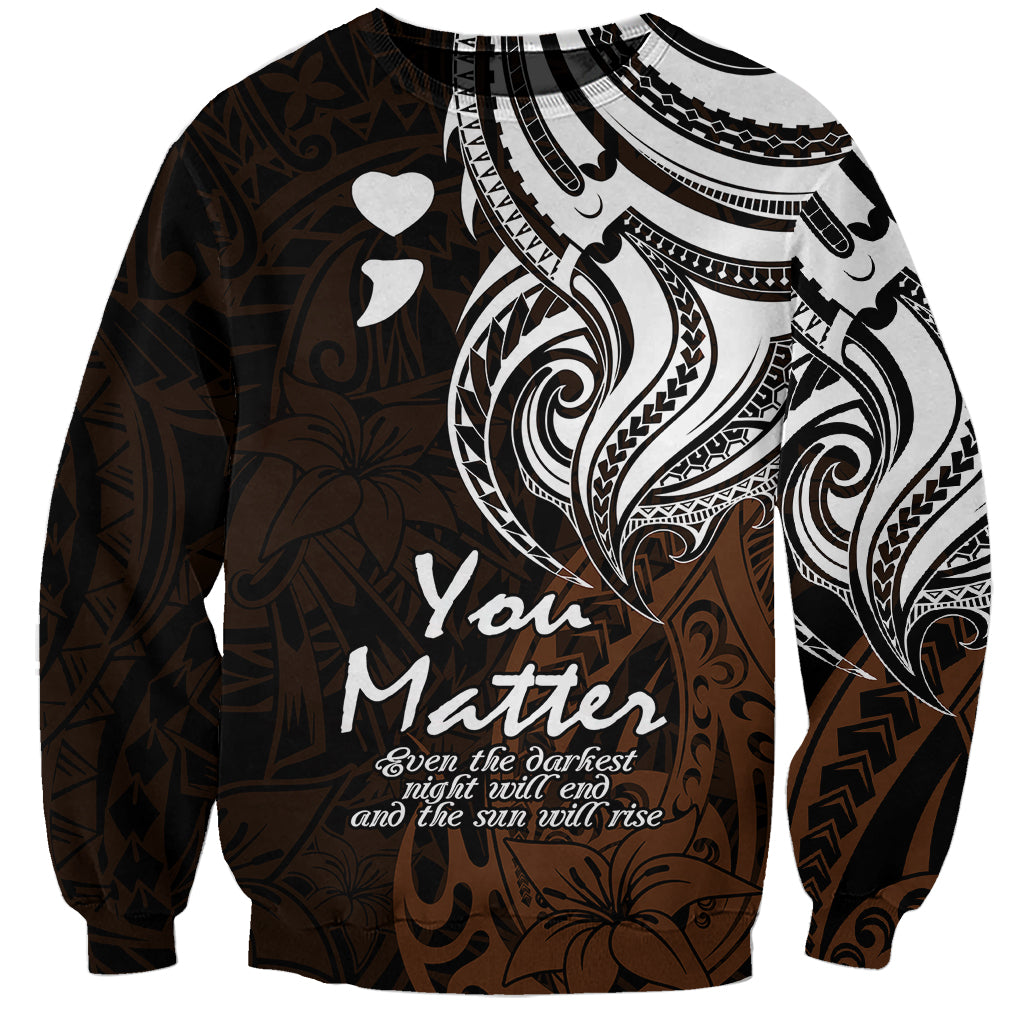 Your Matter Suicide Prevention Sweatshirt Gold Polynesian Tribal - Wonder Print Shop