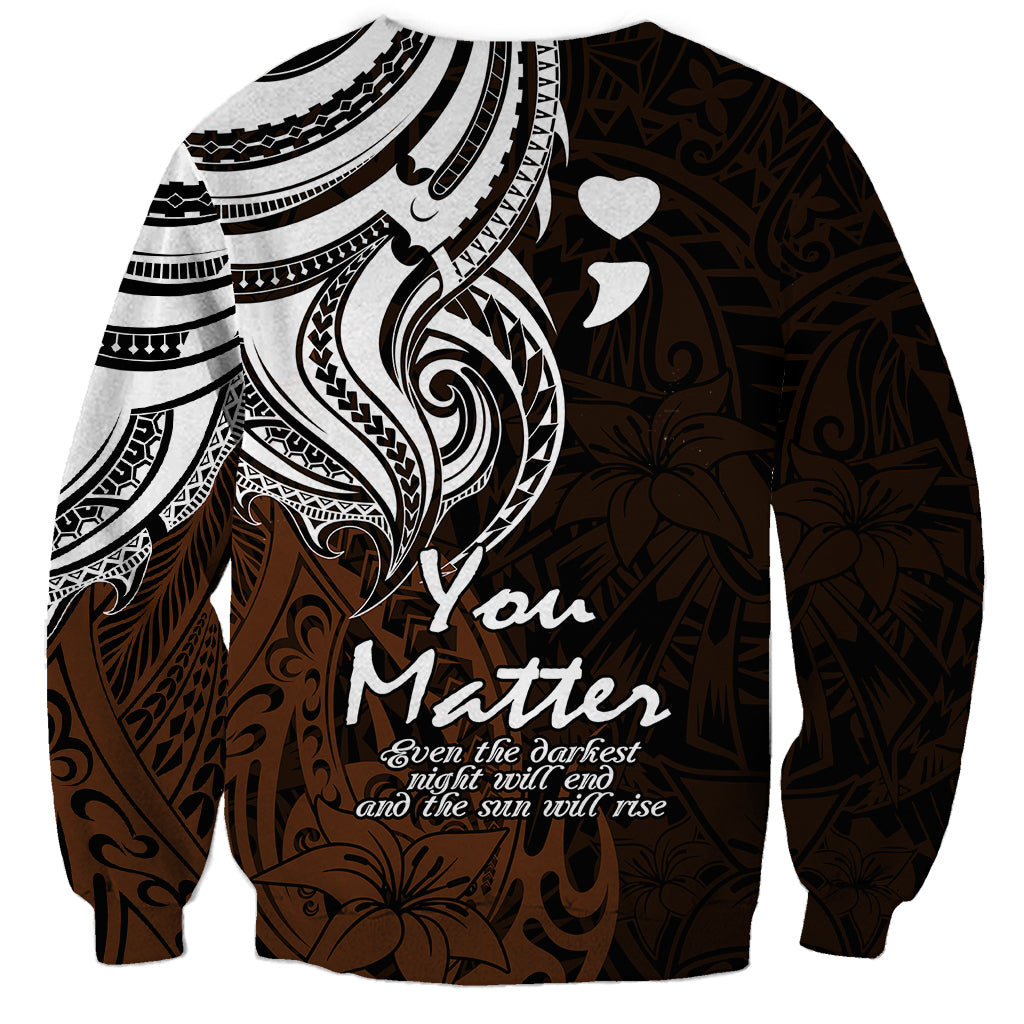 Your Matter Suicide Prevention Sweatshirt Gold Polynesian Tribal - Wonder Print Shop