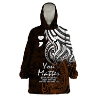 Your Matter Suicide Prevention Wearable Blanket Hoodie Gold Polynesian Tribal - Wonder Print Shop