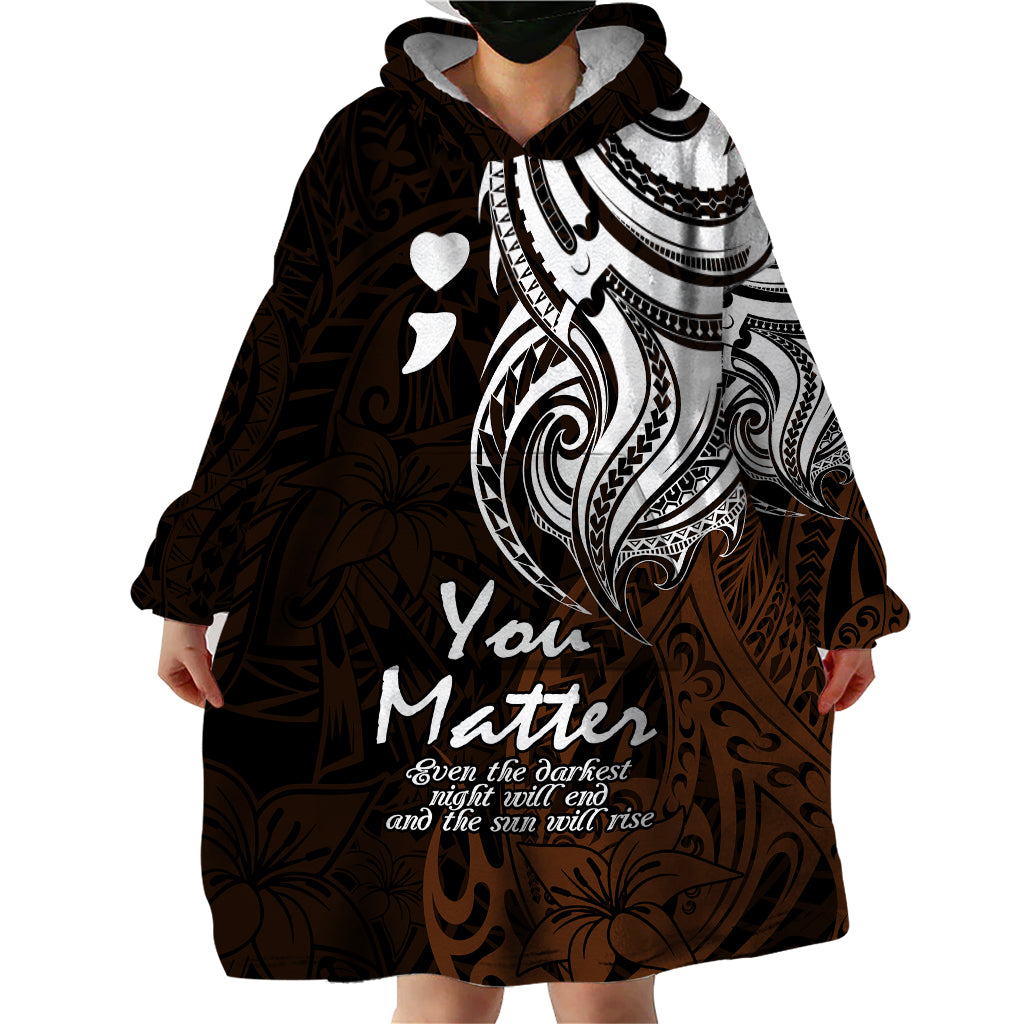 Your Matter Suicide Prevention Wearable Blanket Hoodie Gold Polynesian Tribal - Wonder Print Shop