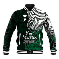 Your Matter Suicide Prevention Baseball Jacket Green Polynesian Tribal LT9 - Wonder Print Shop