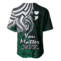 Your Matter Suicide Prevention Baseball Jersey Green Polynesian Tribal LT9 - Wonder Print Shop