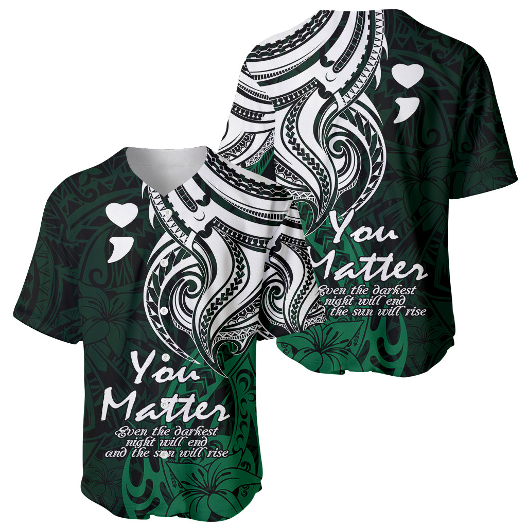 Your Matter Suicide Prevention Baseball Jersey Green Polynesian Tribal LT9 - Wonder Print Shop