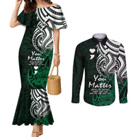 your-matter-suicide-prevention-couples-matching-mermaid-dress-and-long-sleeve-button-shirts-green-polynesian-tribal