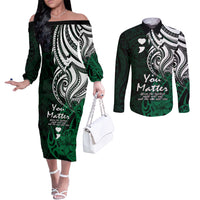 your-matter-suicide-prevention-couples-matching-off-the-shoulder-long-sleeve-dress-and-long-sleeve-button-shirts-green-polynesian-tribal