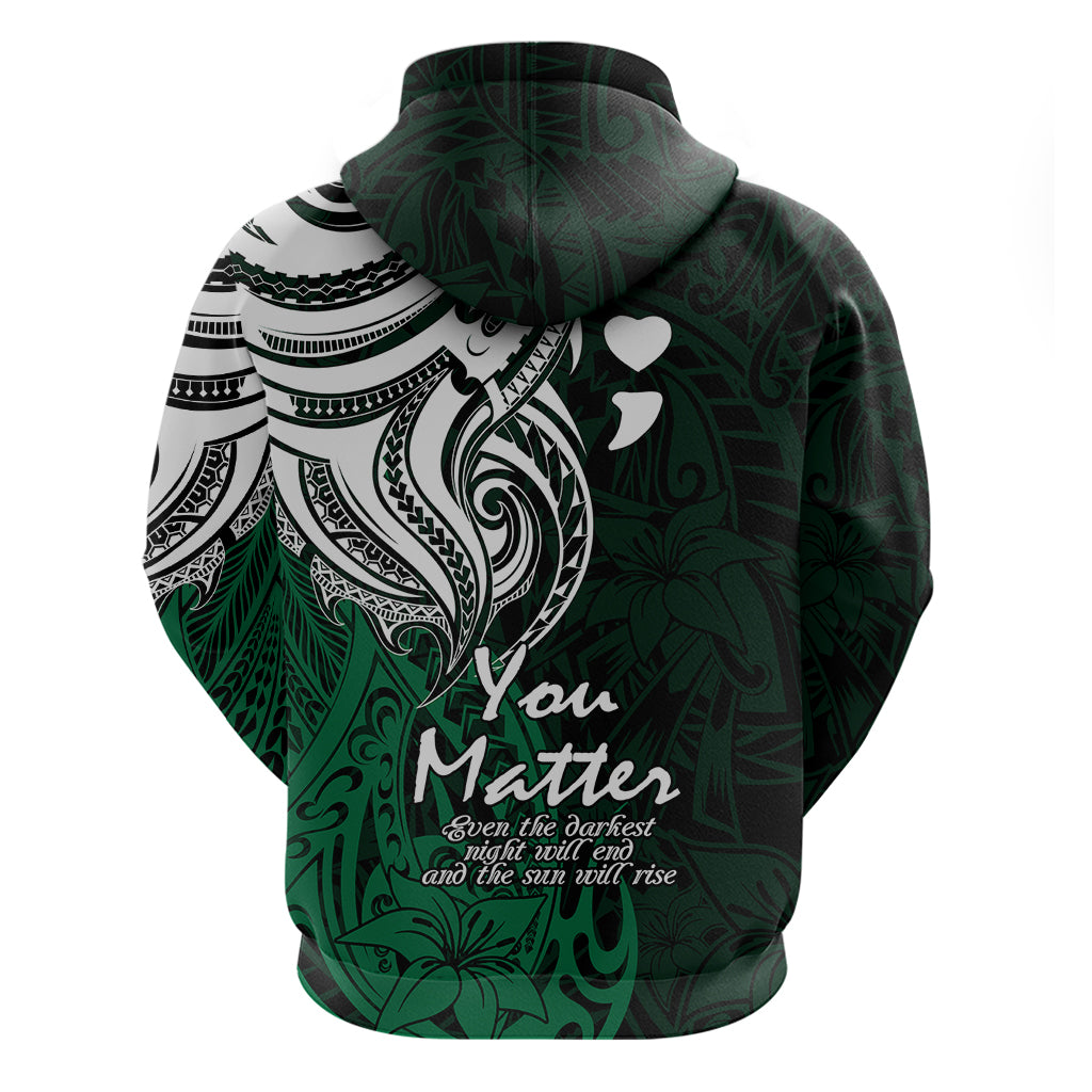 Your Matter Suicide Prevention Hoodie Green Polynesian Tribal - Wonder Print Shop