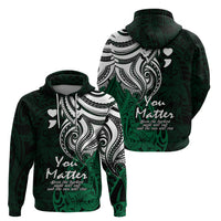 Your Matter Suicide Prevention Hoodie Green Polynesian Tribal - Wonder Print Shop