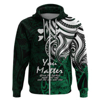 Your Matter Suicide Prevention Hoodie Green Polynesian Tribal - Wonder Print Shop