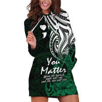 Your Matter Suicide Prevention Hoodie Dress Green Polynesian Tribal - Wonder Print Shop