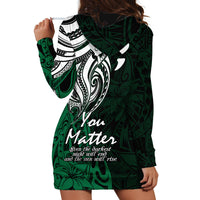 Your Matter Suicide Prevention Hoodie Dress Green Polynesian Tribal - Wonder Print Shop