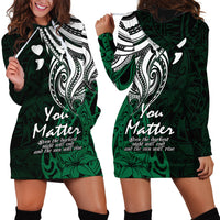 Your Matter Suicide Prevention Hoodie Dress Green Polynesian Tribal - Wonder Print Shop