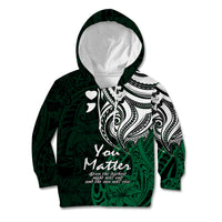 Your Matter Suicide Prevention Kid Hoodie Green Polynesian Tribal - Wonder Print Shop