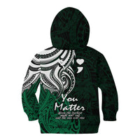 Your Matter Suicide Prevention Kid Hoodie Green Polynesian Tribal - Wonder Print Shop