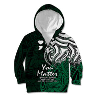 Your Matter Suicide Prevention Kid Hoodie Green Polynesian Tribal - Wonder Print Shop