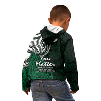 Your Matter Suicide Prevention Kid Hoodie Green Polynesian Tribal - Wonder Print Shop