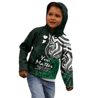Your Matter Suicide Prevention Kid Hoodie Green Polynesian Tribal - Wonder Print Shop