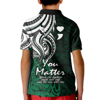 Your Matter Suicide Prevention Kid Polo Shirt Green Polynesian Tribal - Wonder Print Shop
