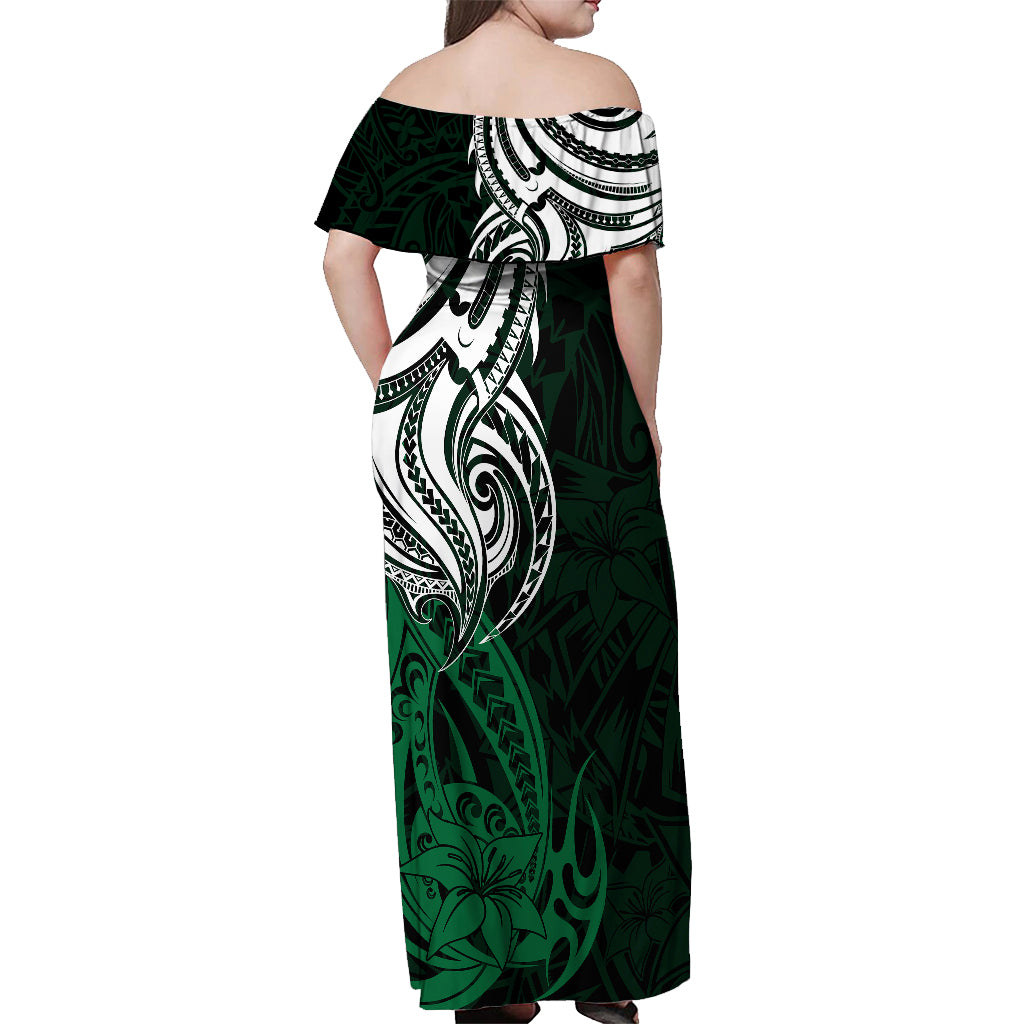 Your Matter Suicide Prevention Off Shoulder Maxi Dress Green Polynesian Tribal - Wonder Print Shop
