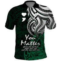 Your Matter Suicide Prevention Polo Shirt Green Polynesian Tribal - Wonder Print Shop