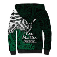 Your Matter Suicide Prevention Sherpa Hoodie Green Polynesian Tribal - Wonder Print Shop