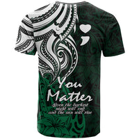 Your Matter Suicide Prevention T Shirt Green Polynesian Tribal - Wonder Print Shop