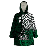 Your Matter Suicide Prevention Wearable Blanket Hoodie Green Polynesian Tribal - Wonder Print Shop