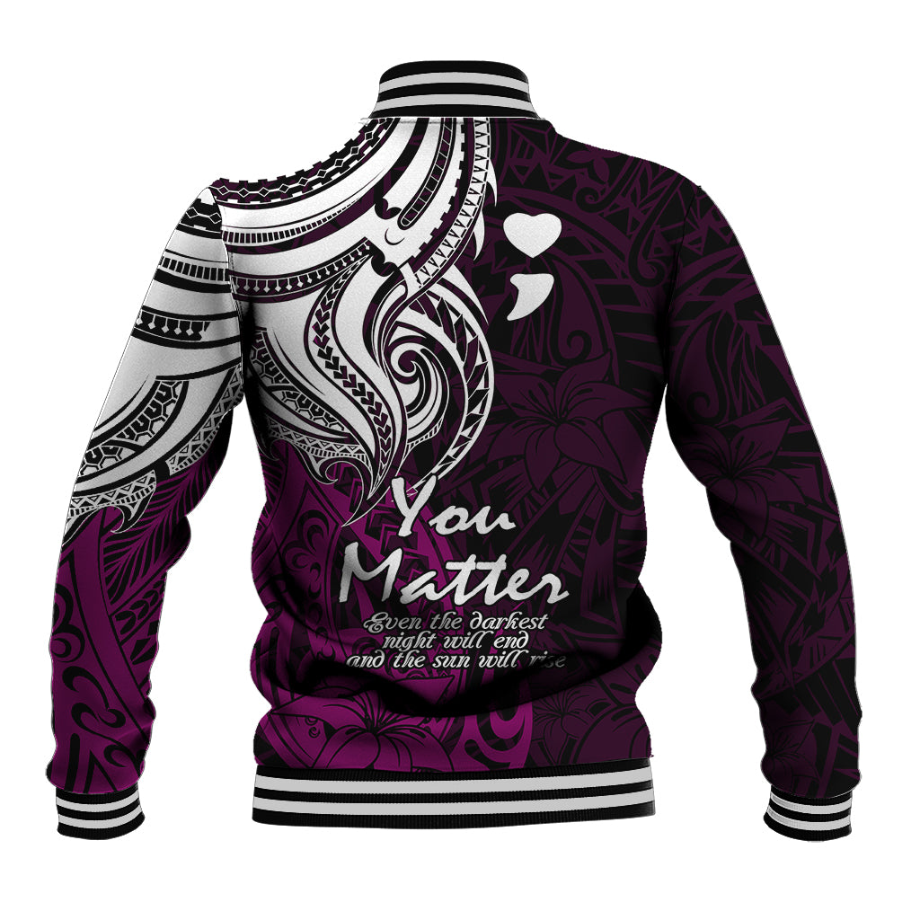 Your Matter Suicide Prevention Baseball Jacket Pink Polynesian Tribal LT9 - Wonder Print Shop
