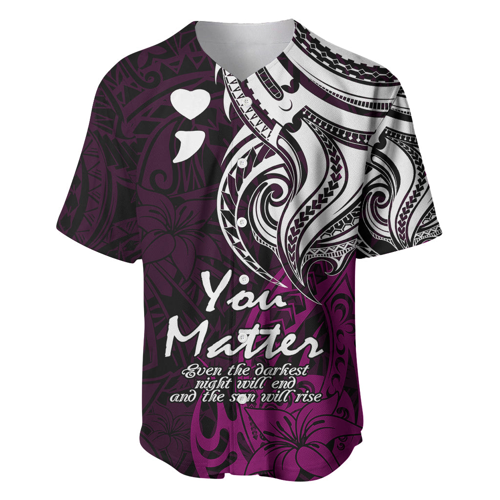 Your Matter Suicide Prevention Baseball Jersey Pink Polynesian Tribal LT9 - Wonder Print Shop