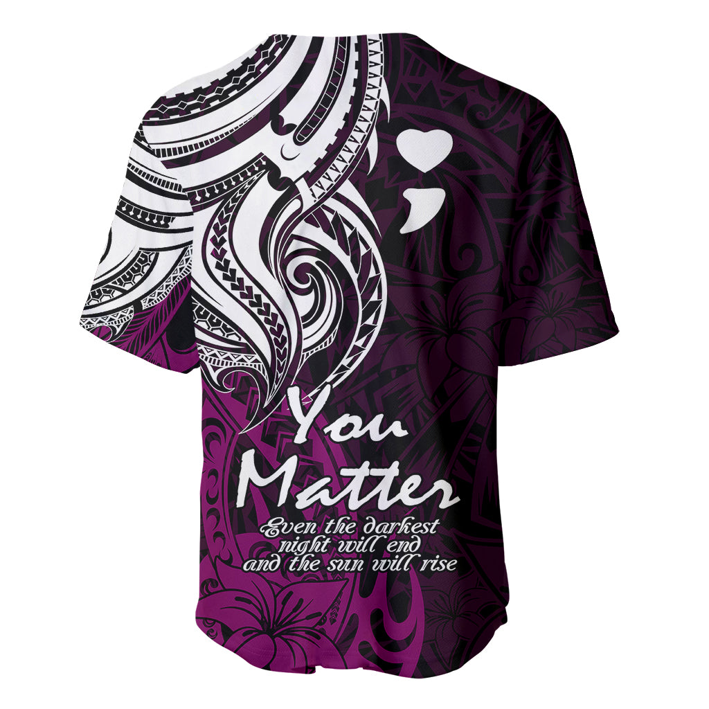 Your Matter Suicide Prevention Baseball Jersey Pink Polynesian Tribal LT9 - Wonder Print Shop