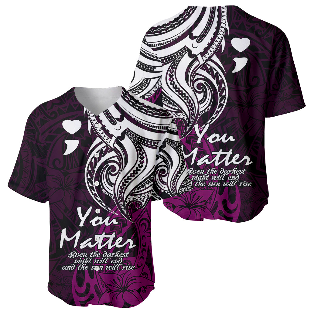 Your Matter Suicide Prevention Baseball Jersey Pink Polynesian Tribal LT9 - Wonder Print Shop