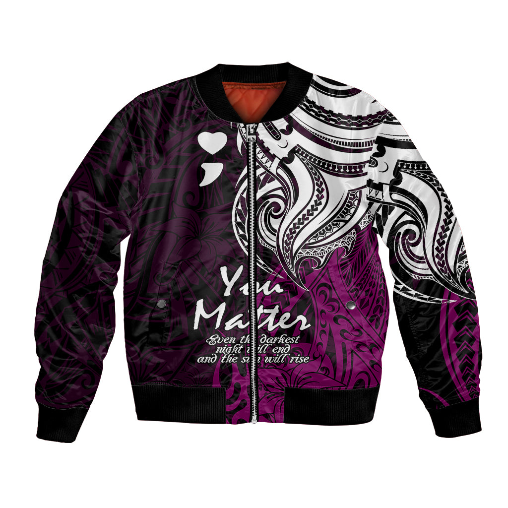 Your Matter Suicide Prevention Bomber Jacket Pink Polynesian Tribal LT9 - Wonder Print Shop