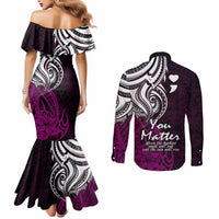 your-matter-suicide-prevention-couples-matching-mermaid-dress-and-long-sleeve-button-shirts-pink-polynesian-tribal
