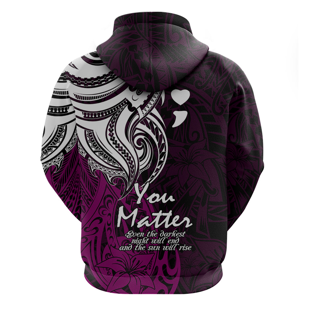 Your Matter Suicide Prevention Hoodie Pink Polynesian Tribal - Wonder Print Shop